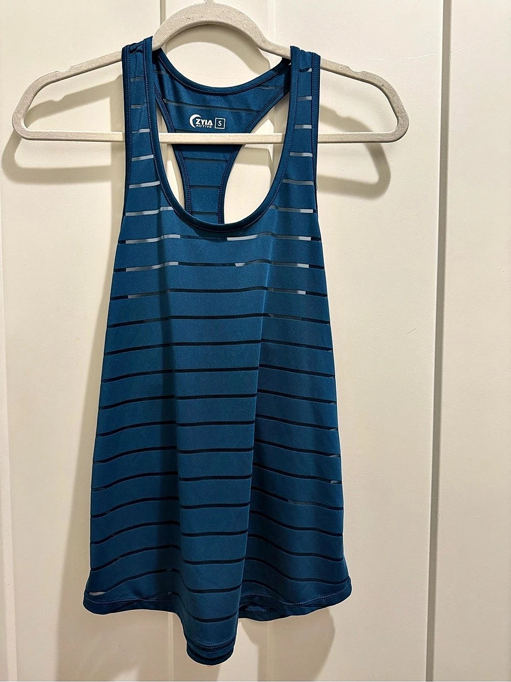 Zyia Active Striped Athletic One-Piece in Blue Size Small Like New